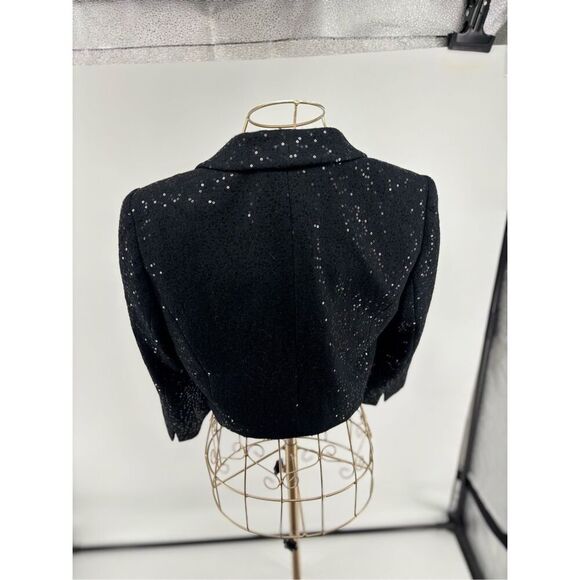 Esprit Black Sequin Women’s Bolero Jacket Blazer Size 8 Vintage - Picture 9 of 13